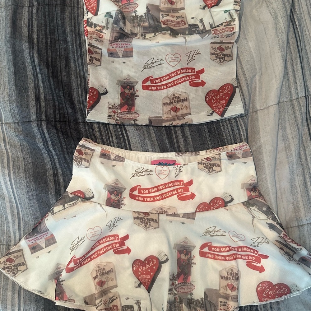 Las Vegas Edikted Crop Top and Skirt Set